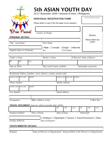 INDIVIDUAL REGISTRATION FORM