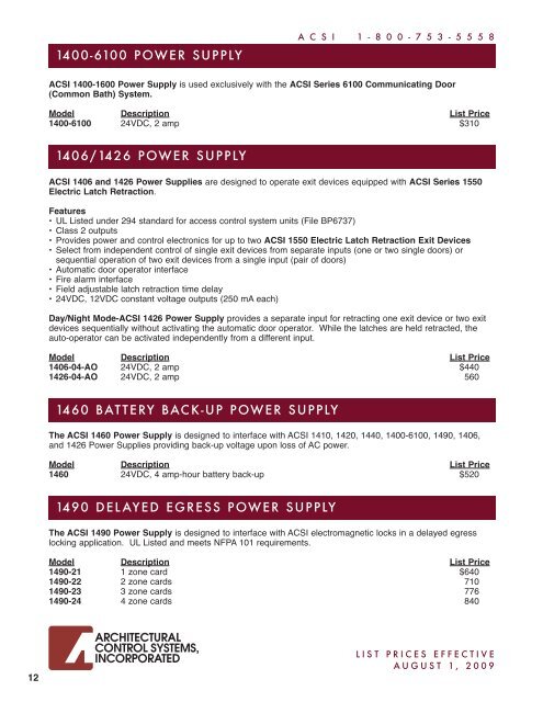 ACSI 10, Aug 2009 Pricebook.pdf - Access Hardware Supply