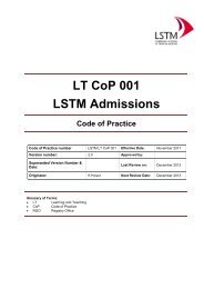 LSTM Admissions Policy - Liverpool School of Tropical Medicine