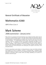 GCE Mathematics Written Mark Scheme January 2006 - Gosford Hill ...