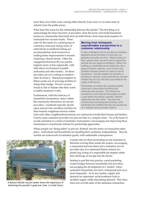 Sanitation Partnerships Harnessing Potential (BPD) - The Water ...