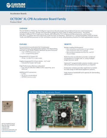 OCTEON XL CPB Accelerator Board Family - Cavium
