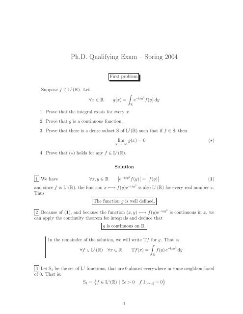 Ph.D. Qualifying Exam â Spring 2004