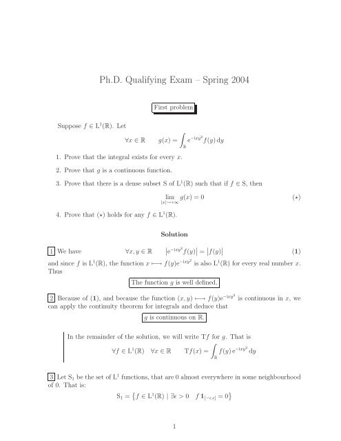 Ph.D. Qualifying Exam â Spring 2004