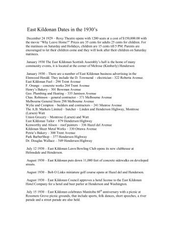 East Kildonan Dates in the 1930's - Miles MacDonell Collegiate ...