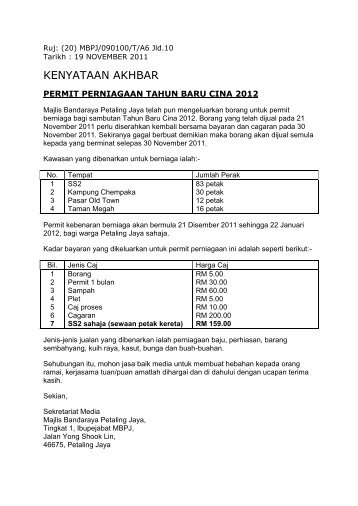 Permit Perniagaan Tahun Baru Cina 2012 - Majlis Bandaraya ...