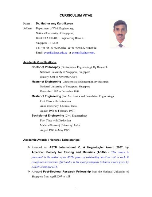 Dr. M. Karthikeyan - National University of Singapore