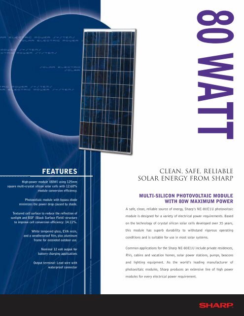 NE-80EIU Solar Specification Sheet - Solar Panels Australia