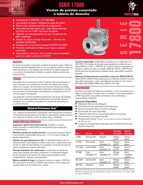 Hoja de especificaciones del producto â PDF - Protectoseal