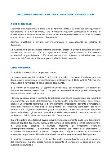 tirocinio formativo e di orientamento extracurriculare - Accademia di ...