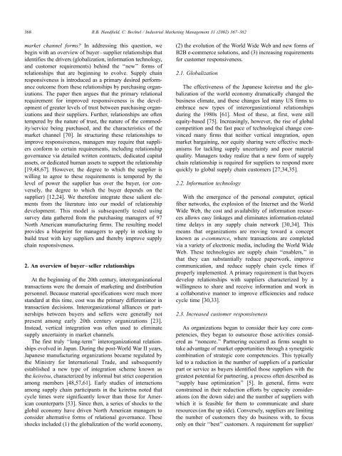 The role of trust and relationship structure in improving supply chain ...