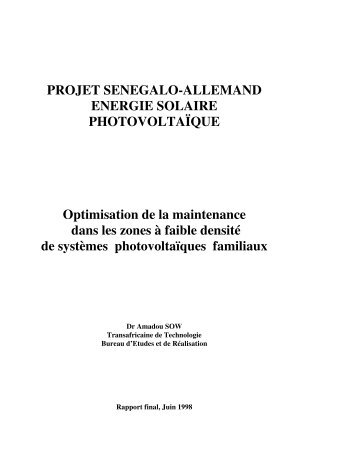 PROJET SENEGALO-ALLEMAND ENERGIE SOLAIRE ... - RIAED