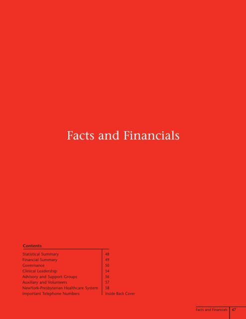 Facts and Financials - New York Presbyterian Hospital