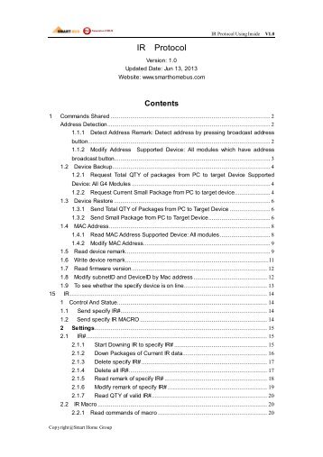 IR Protocol - Smart-Bus Home Automation