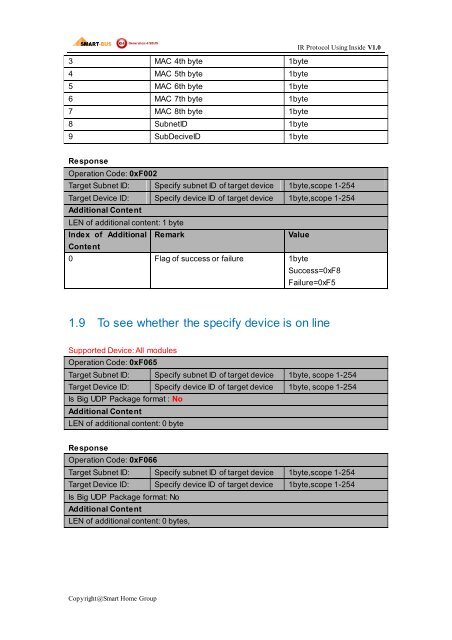 IR Protocol - Smart-Bus Home Automation