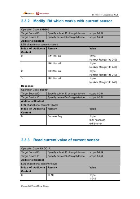 IR Protocol - Smart-Bus Home Automation