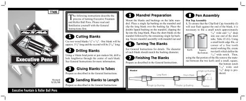 Pen Assembly Cutting Blanks Sanding Blanks to Length ... - Woodcraft