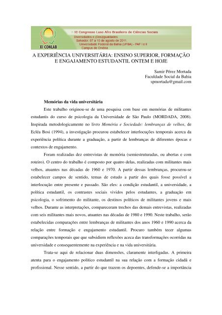 a experiÃƒÂªncia universitÃƒÂ¡ria: ensino superior, formaÃƒÂ§ÃƒÂ£o e ...