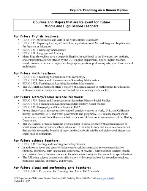 Preparing to become a middle school or high school teacher