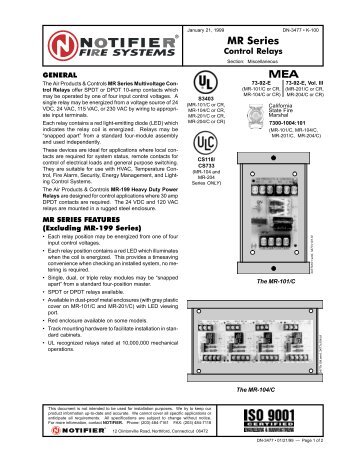 MR Series Control Relay DN-3477 - ORR Protection