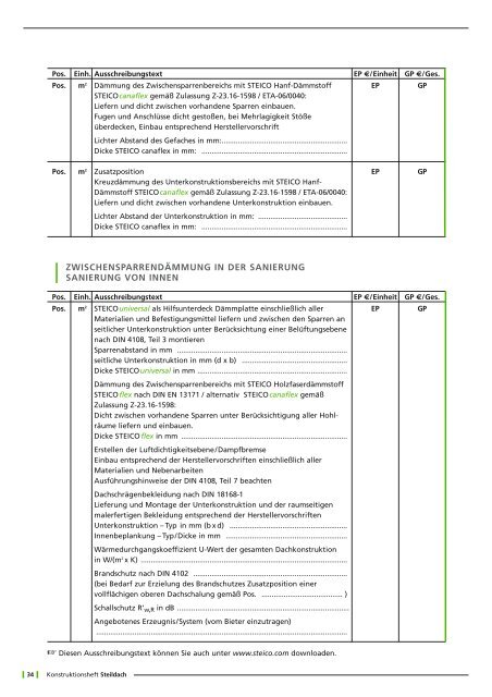 Steico-Steildach-Konstruktionsheft - Dachtechnik