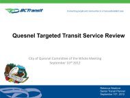 Presentation provided to the City of Quesnel on ... - BC Transit