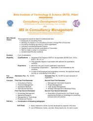 Birla Institute of Science of Technology (BITS), Pilani - Consultancy ...