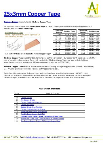 25x3mm Copper Tape - Amiable Impex