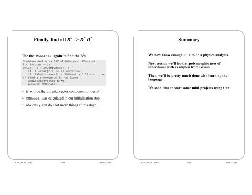 BABAR C++ Course Running the Examples - HEPHY