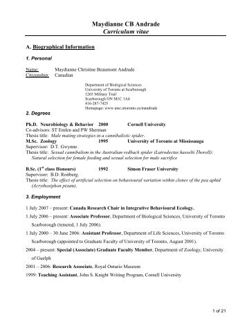 Maydianne CB Andrade Curriculum vitae - University of Toronto ...