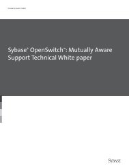 Sybase OpenSwitch: Mutually Aware Support Technical White paper