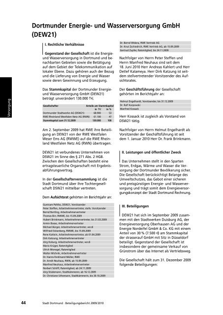 Beteiligungsbericht 2009 / 2010 - Dortmund