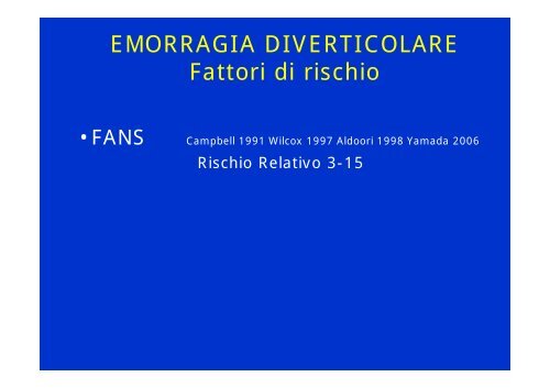 L'ematochezia nei pazienti con patologia diverticolare