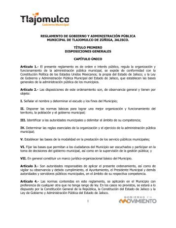 Reglamento de Gobierno y Administración Pública Municipal de ...