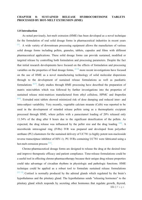 Development of hot-melt extrusion as a novel technique for the ...