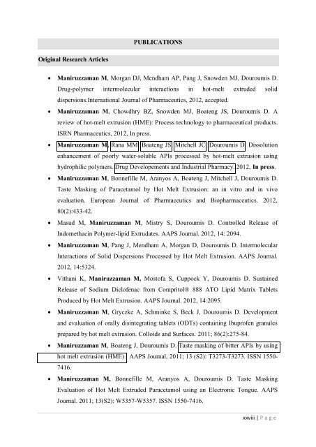 Development of hot-melt extrusion as a novel technique for the ...