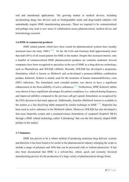 Development of hot-melt extrusion as a novel technique for the ...