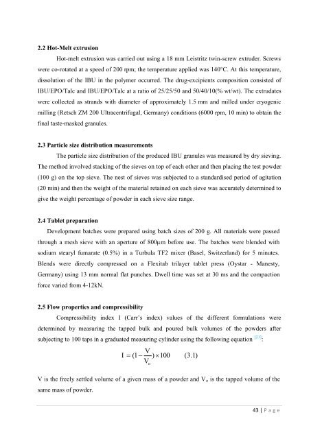 Development of hot-melt extrusion as a novel technique for the ...