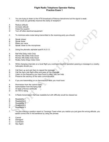 Flight Radio Telephone Operator Rating Practice Exam 1