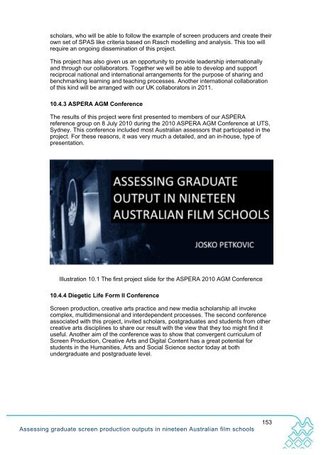Assessing graduate screen production outputs in nineteen ...