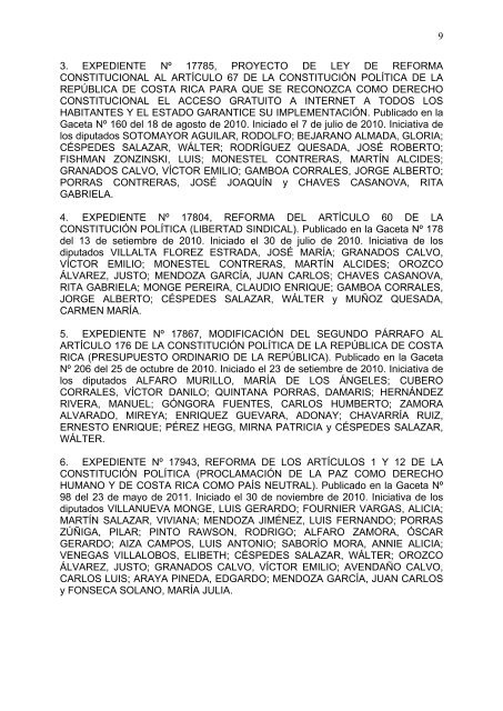 1 asamblea legislativa de la repÃƒÂºblica de costa rica perÃƒÂ­odo ...