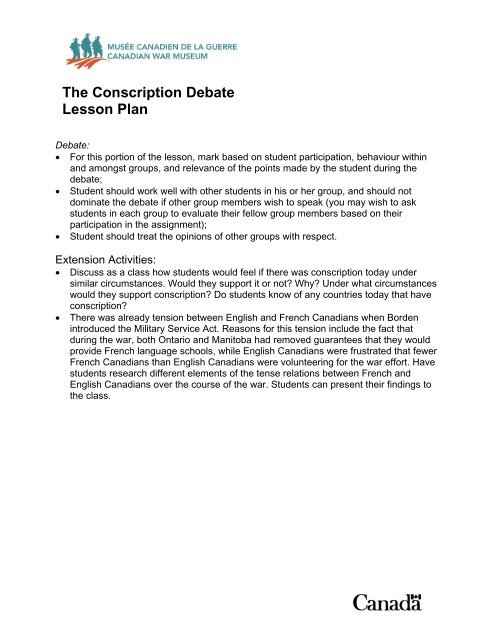 The Conscription Debate Lesson Plan - Canadian War Museum