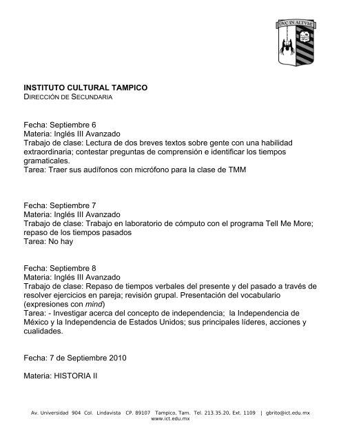 No tarea Materia: MatemÃ¡ticas Tarea - Instituto Cultural Tampico ICT