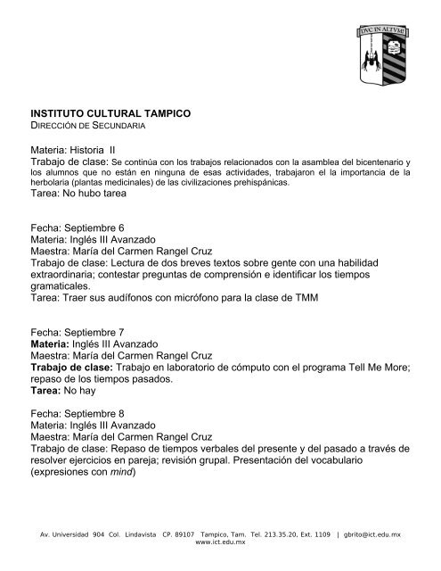 No tarea Materia: MatemÃ¡ticas Tarea - Instituto Cultural Tampico ICT