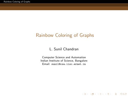 Rainbow Coloring of Graphs - Microsoft Research