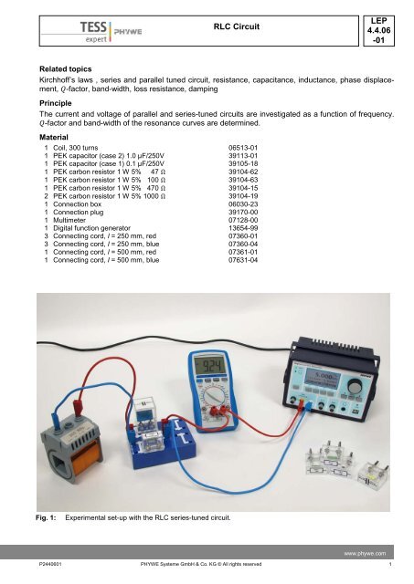 LEP 4.4.06 -01 RLC Circuit - Phywe Systeme GmbH