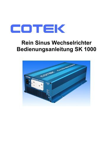 Rein Sinus Wechselrichter Bedienungsanleitung SK 1000