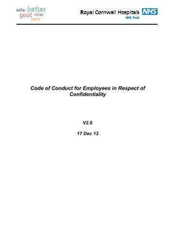 Code of conduct for employees in respect of confidentiality