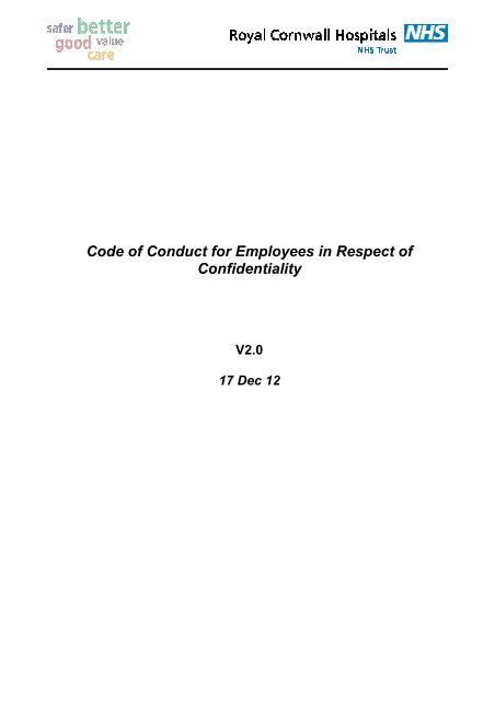 Code of conduct for employees in respect of confidentiality