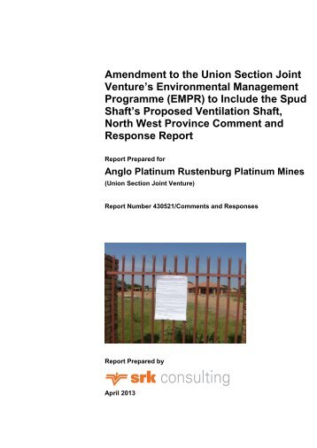 Amendment to the Union Section Joint Venture's ... - SRK Consulting